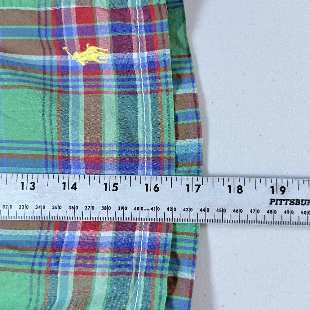 Vintage Polo by Ralph Lauren Plaid Swim Trunks Mens XL Green Lined Pony 90s Prep